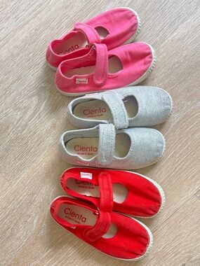 Cienta bundle mary janes shoes toddler girl velcro sparkle fuschia red